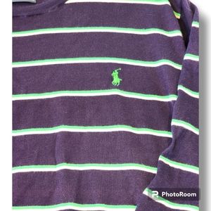 Polo by Ralph Lauren Sweater XXL Pima Cotton Stripe Navy / Green / White